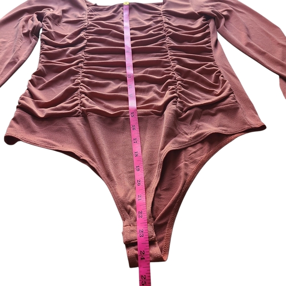 Willow + Root Rose Ruched Square Neck Long Sleeve Bodysuit NWT Size L - Picture 13 of 13